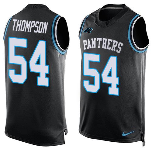 Nike Panthers #54 Shaq Thompson Black Team Color Men's Stitched NFL Limited Tank Top Jersey - Click Image to Close